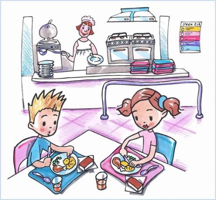 Školní jídelna - kreslený obrázek